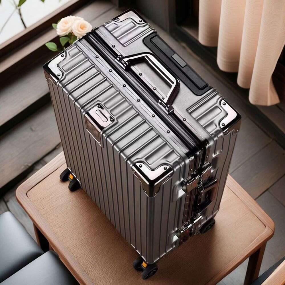 German large-capacity aluminum frame luggage suitcase for students, men women, durable and sturdy, with password lock