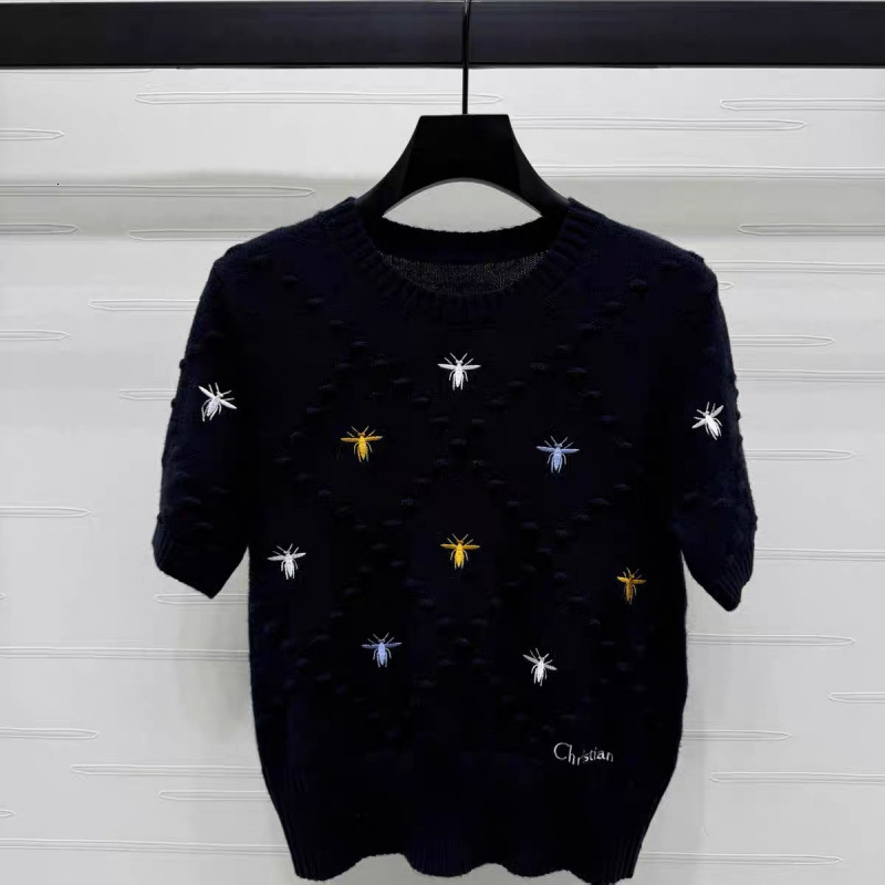 Chnel Style Light Polo Luxury Knitted Short Sleeve Spring Summer New Highend Qulity Design Slim Designer Hoodie Short Round Neck Sweter Designer Shirt