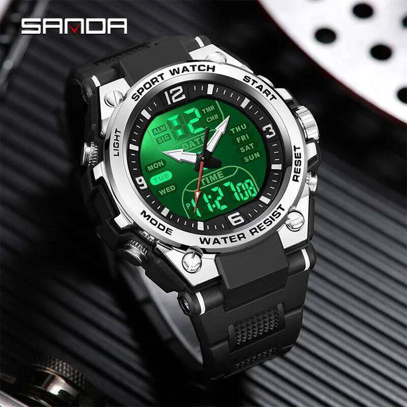 SANDA Tactical Military Watches G-Style Clock For Man Luxury Sports Waterproof Quartz Wristwatch LED Digital Mens Watch Reloj