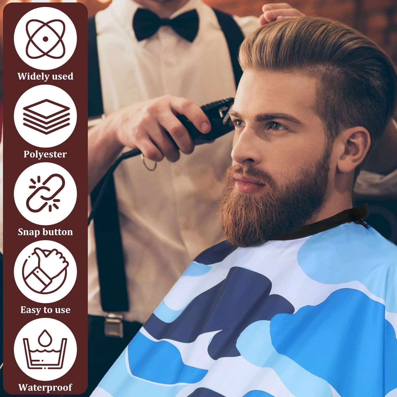 2Pcs Professional Barber Cape Camouflage Print Hair Cutting Salon Cape with Snap Closure Waterproof Aprons Shawls Salon Tools 260311 - view 3