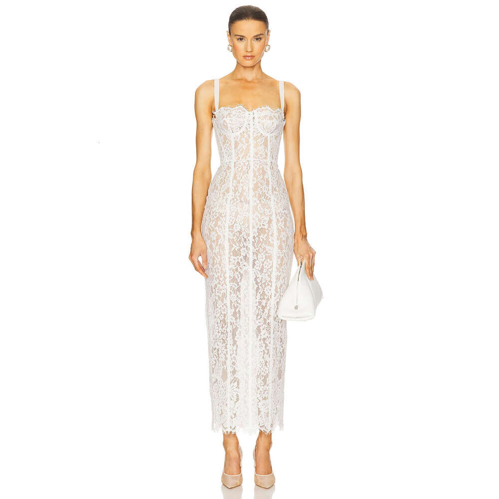 2026 New Women Black Lace Camisole Dress Sheer Slim Fit Bodycon Party Dress Sexy Luxury Elegant Evening Prom Gown MAKOUFEI