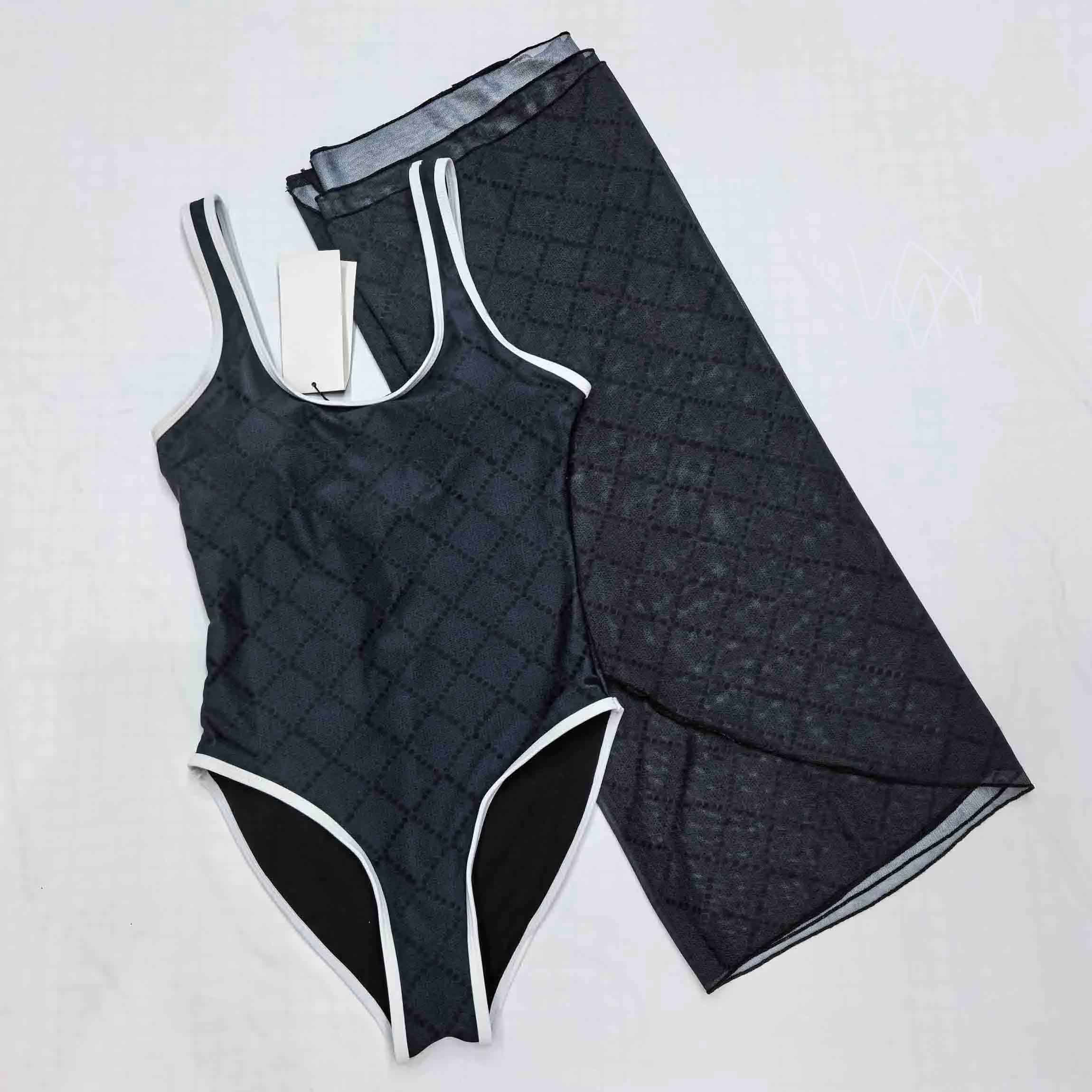 Designer Half Zipper Swimsuit One Piece Bikini Womens Bodysuit Letter Print Bathing Suit Beach Swimwear