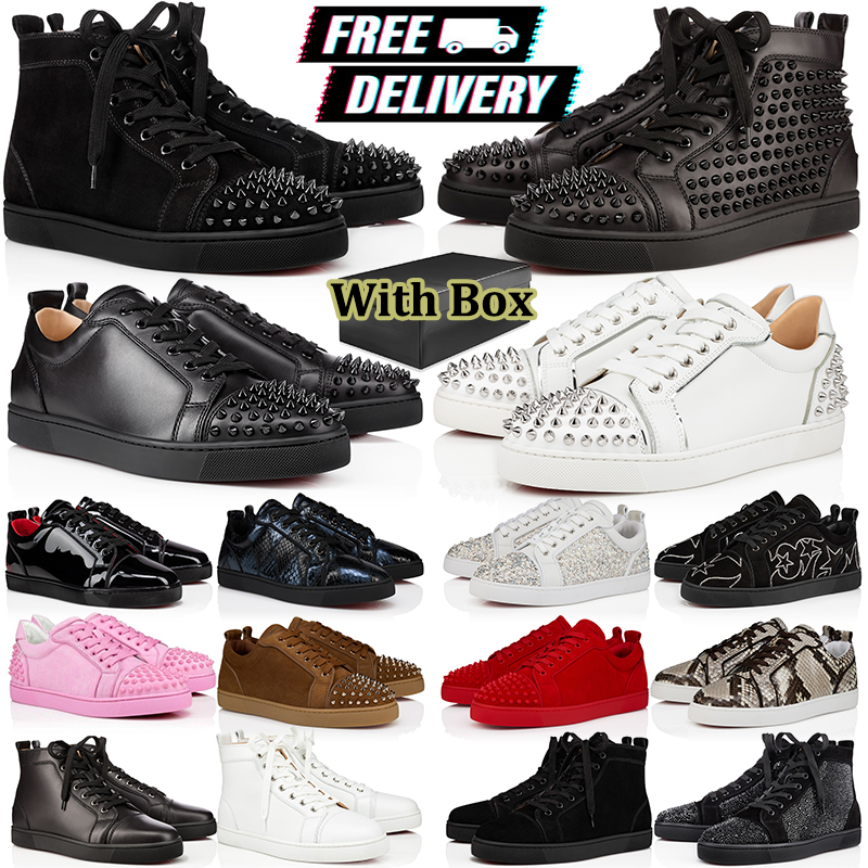 free shipping casual dress shoes men women designer high top sneakers leather rivets platform shoe outdoor sports red bottomshoes trainers scarpe Plate-forme