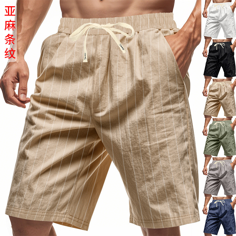 Shine Casual Fashion Drawstring Shorts European And American Designer Shorts Essential Shorts Essentials Shorts Elastic Trendy Men's Thin Linen Beach Shorts