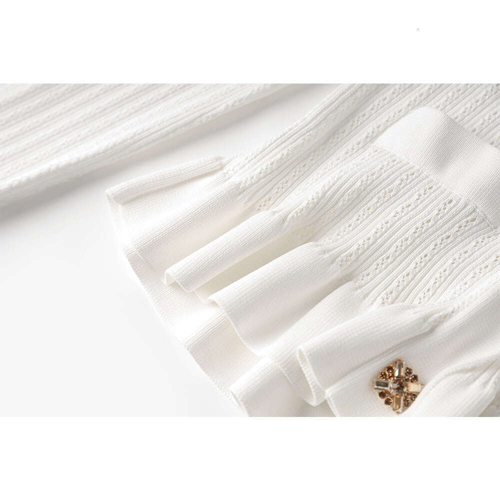 2026 Autumn New Designer Waist Bell Sleeve Knitted Top+Fishtail Pencil Two Piece Skirt Set