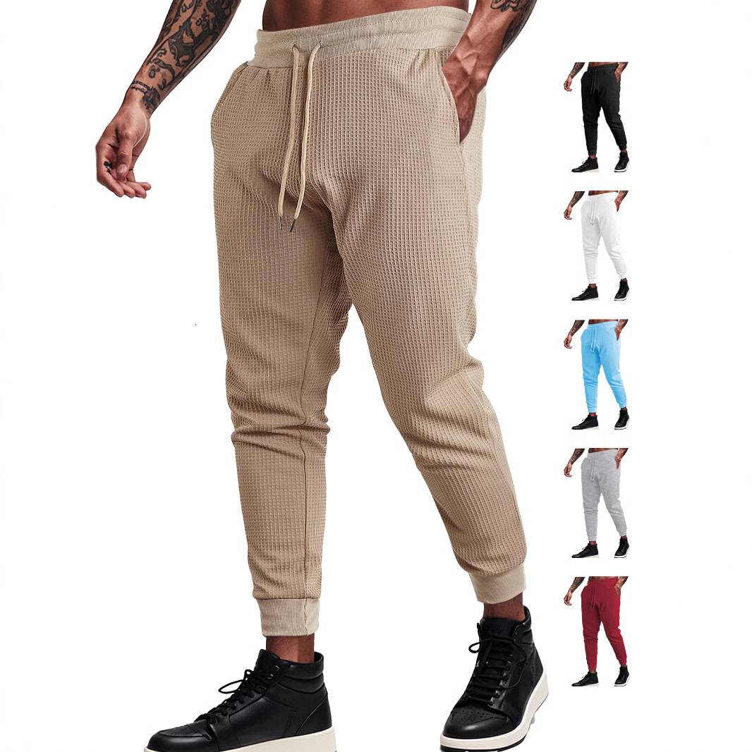 Essential Shorts European And American Men's Summer Designer Shorts Sports Casual Loose Breathable Solid Color Waffle Men's Drawstring Long Pants Casual Pants