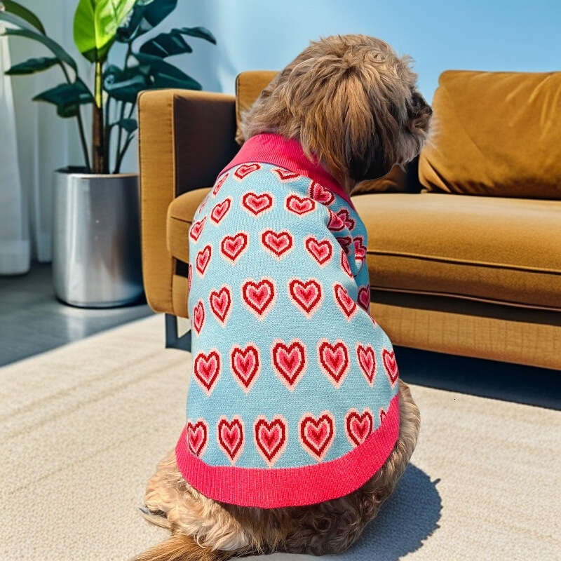 2026 Autumn Winter New Pet Warm Sweater Love Lapel Cardigan For Small Medium Dogs Cats French Bulldog Pomeranian Fashion Brand Clothes pupakaIK