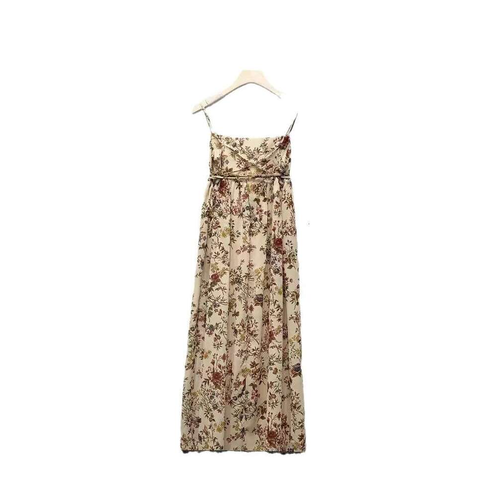 A15 2026 Spring and Summer New Designer B15 French Fashion Retro Long Flower Strap Skirt for Women