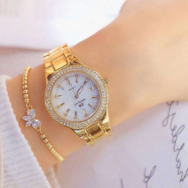 Wrist For Ladies Dress Gold Watch Crystal Diamond Women Watches Stainless Steel Silver Clock Montre Femme