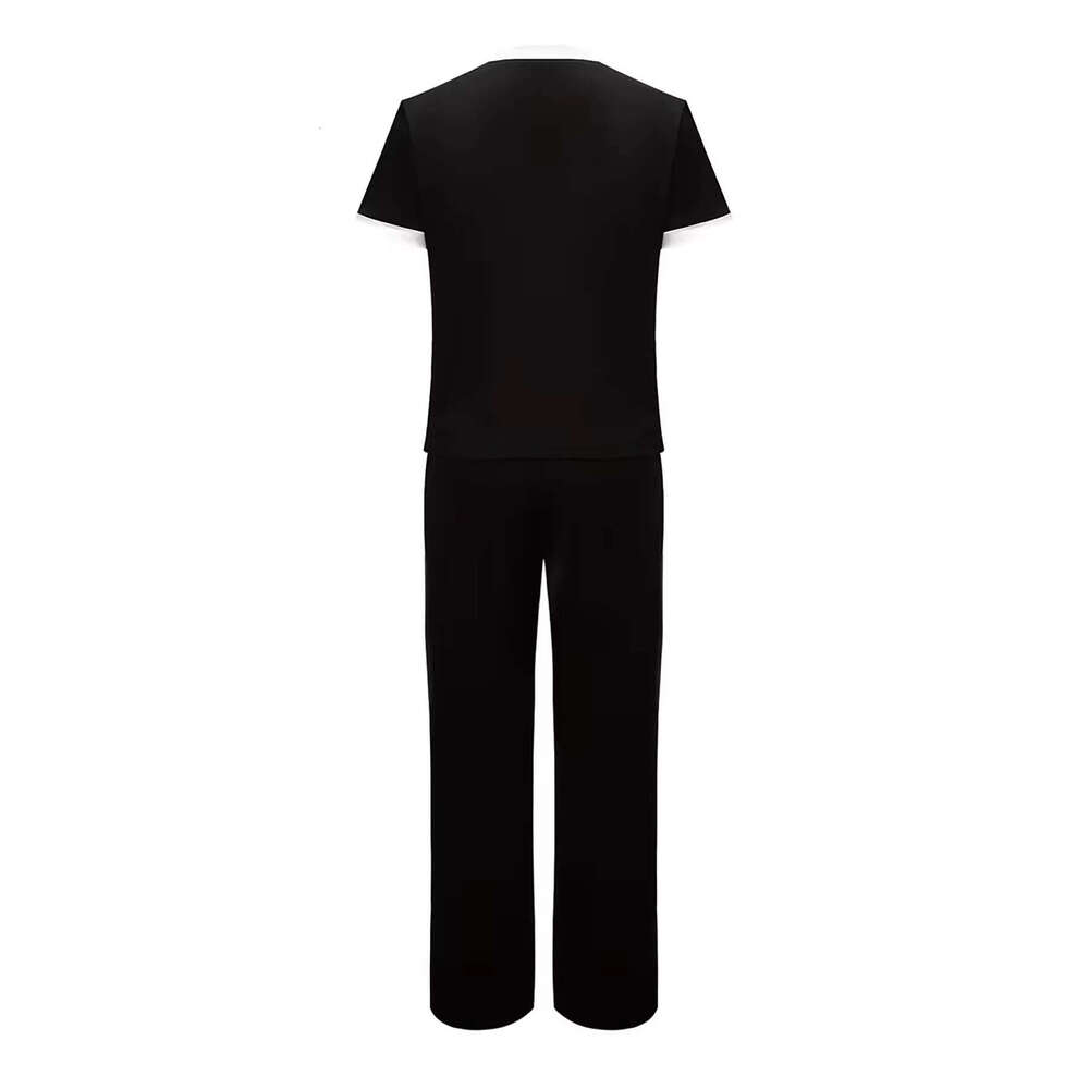 Sportswear Set Suit Women's Spring/Summer Short-Sleeve T-Shirt New Casual Pullover Elegant Two-Piece Set 8002 Print Gym Clothing