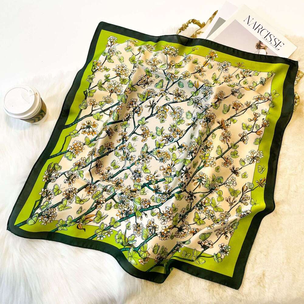 Korean-Style 70 High-End Faux Silk Square Scarf, Fashionable And Versatile, Can Be Used As A Decorative Accessory, Hair Tie, Or Professional Neck Scar