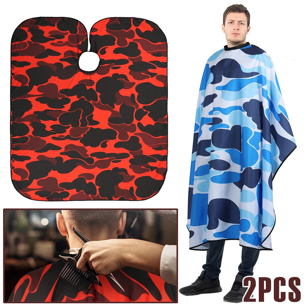 2Pcs Professional Barber Cape Camouflage Print Hair Cutting Salon Cape with Snap Closure Waterproof Aprons Shawls Salon Tools 260311