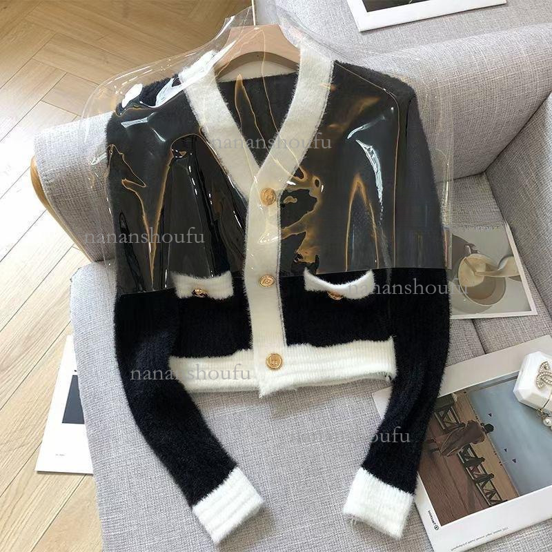 2026 New Color Blocked Tweed Designer Sweater Fashion Luxury Women's Cardigan Wool Skin Friendly Knitted Short Jacket Essential For Spring Women&
