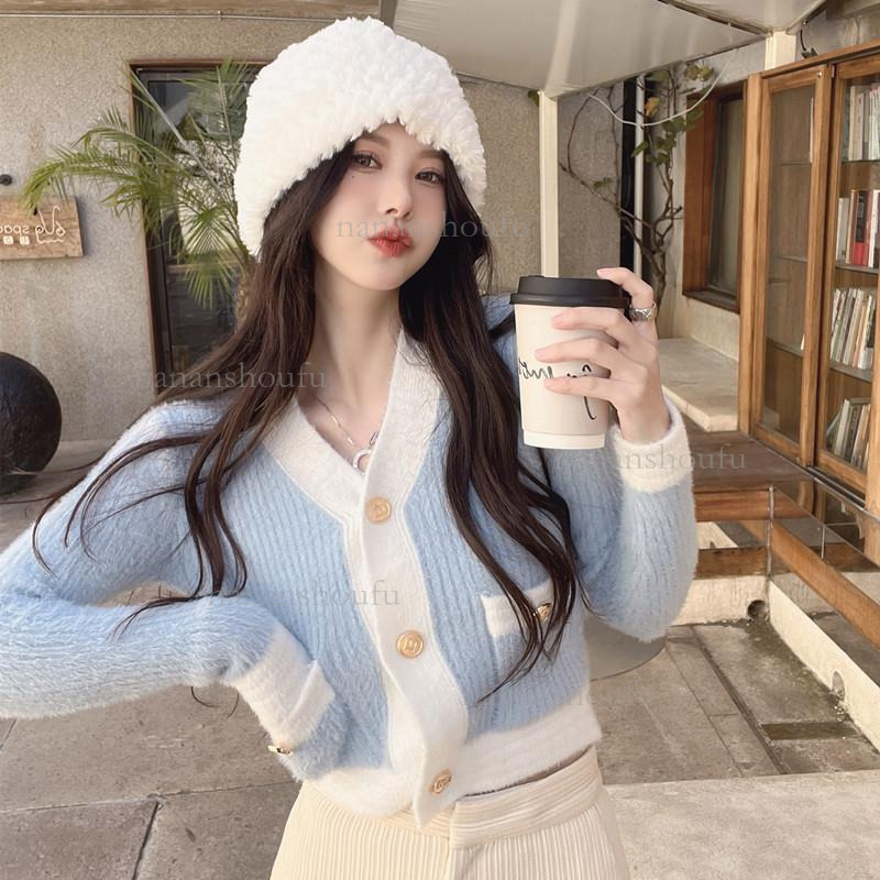 2026 New Color Blocked Tweed Designer Sweater Fashion Luxury Women's Cardigan Wool Skin Friendly Knitted Short Jacket Essential For Spring Women&