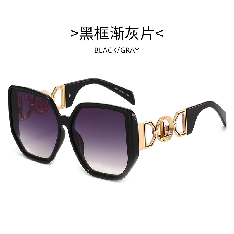 Luxury Brand Designer Sunglasses New Women's Fashion Sunglasses With Wide Legs And Large Frames, Square Sunglasses For Women, European And Americ