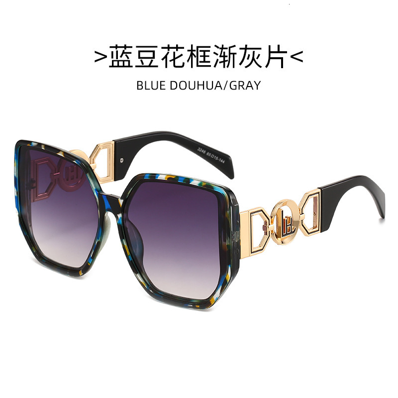 Luxury Brand Designer Sunglasses New Women's Fashion Sunglasses With Wide Legs And Large Frames, Square Sunglasses For Women, European And Americ