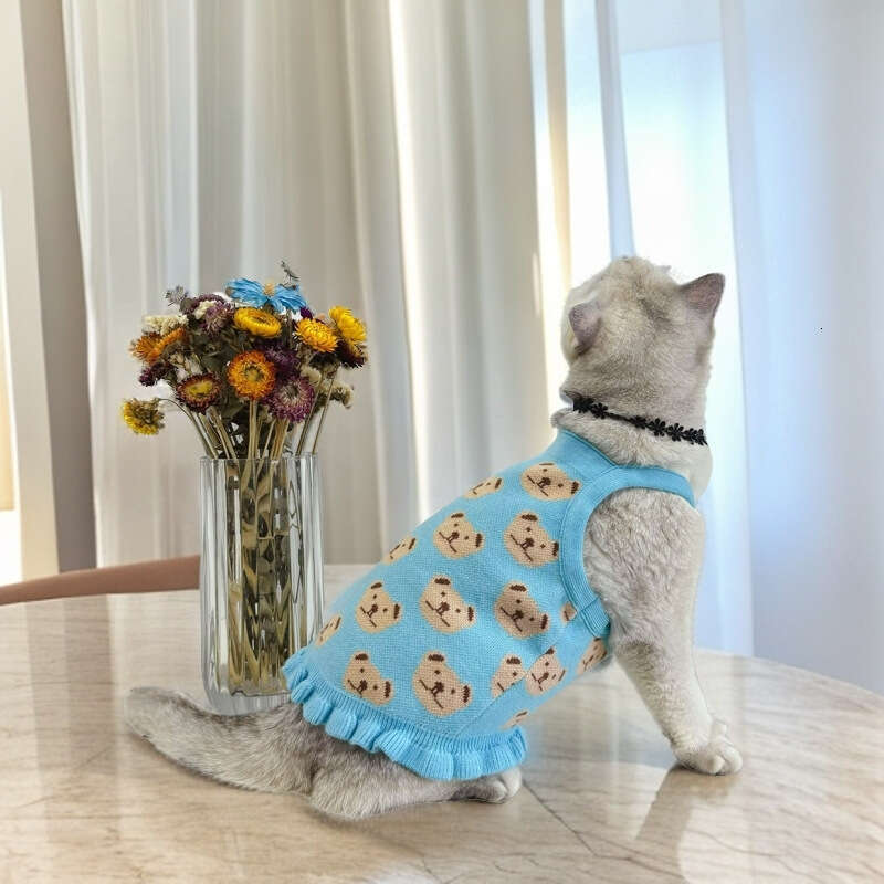 2026 Spring Autumn Pet Knitted Vest Vintage Ruffled Style For Small Medium Dogs Cats French Bulldog German Shepherd Bichon Frise Soft Apparel pupakaIK