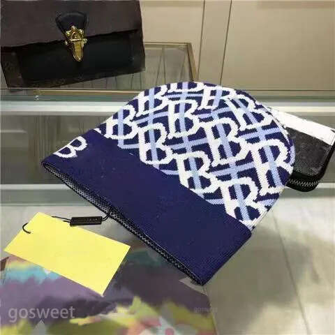 Navy Acrylic Knit Patterned Beanie Designer Beanie Warm Soft Stretchy Beanies for Men Women Outdoor