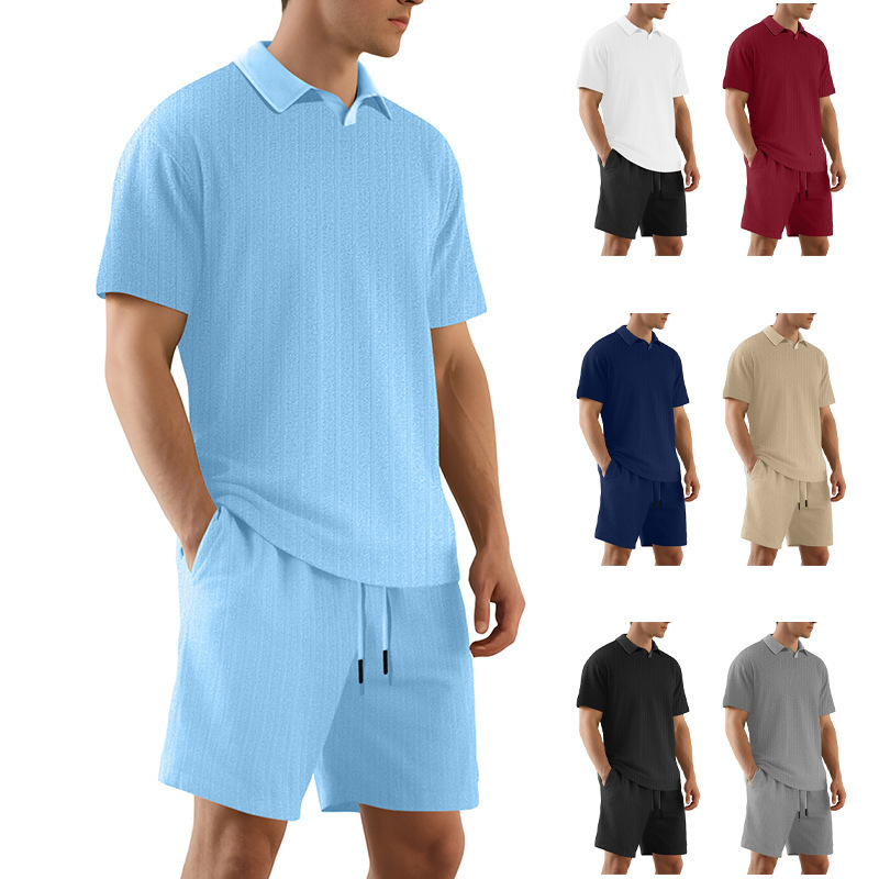 European And American Textured Shortsleeved Shorts Men's Designer Designer T-shirt Hoodie Summer Casual Sports Old Money Style Outfit With A Polo Collar Polo Shirt
