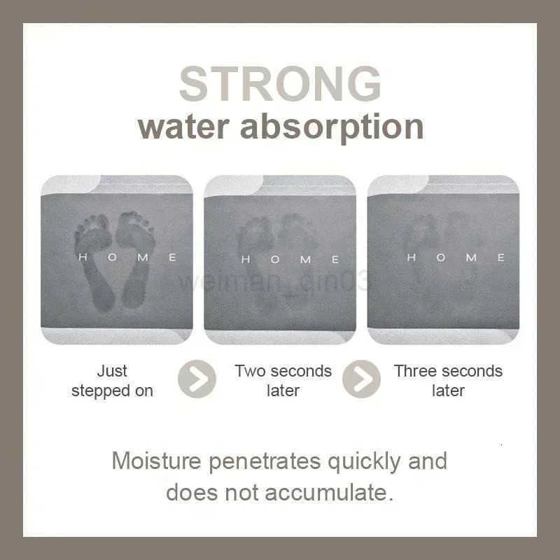 Super Absorbent Floor Mat for Bathroom Non Slip Diatomaceous Bath Mats Fast Drying Soft Carpet Shower Tub Outdoor Doormats Decor H260316