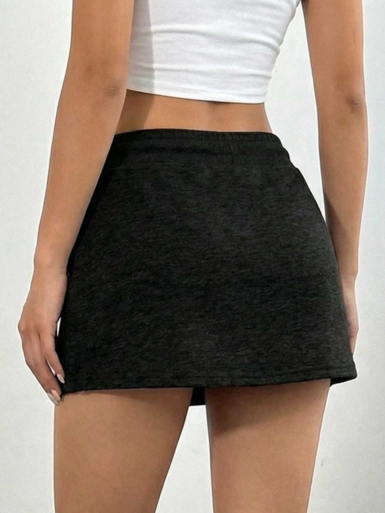 Womens mini short skirt casual drawstring high-waisted short style sportswear dress M260316