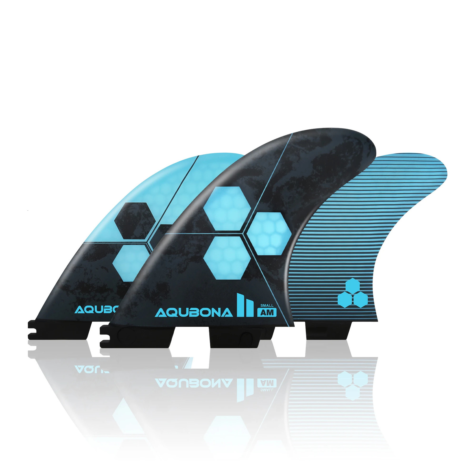 AQUBONA Surfboard Fins Honeycomb Fiberglass Performance Tri Fin Compatible with Single Tab or Twin Tab Surfboards S/M/L Size 260311