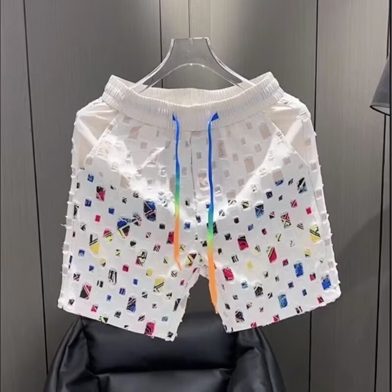 2026 Designer's New Men's Fashionable And Personalized Printed Shorts Trendy Brand, Cool And Youthful Multi-functional Five-point Elasticate