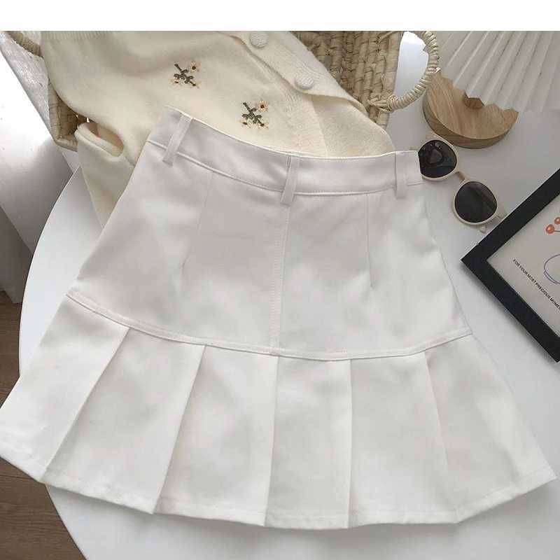 Pleated Skirt Women Y2k Harajuku White Short Skirt Uniforms Safety Pants Summer Solid Color Casual Mini Skirt Fashion M260316