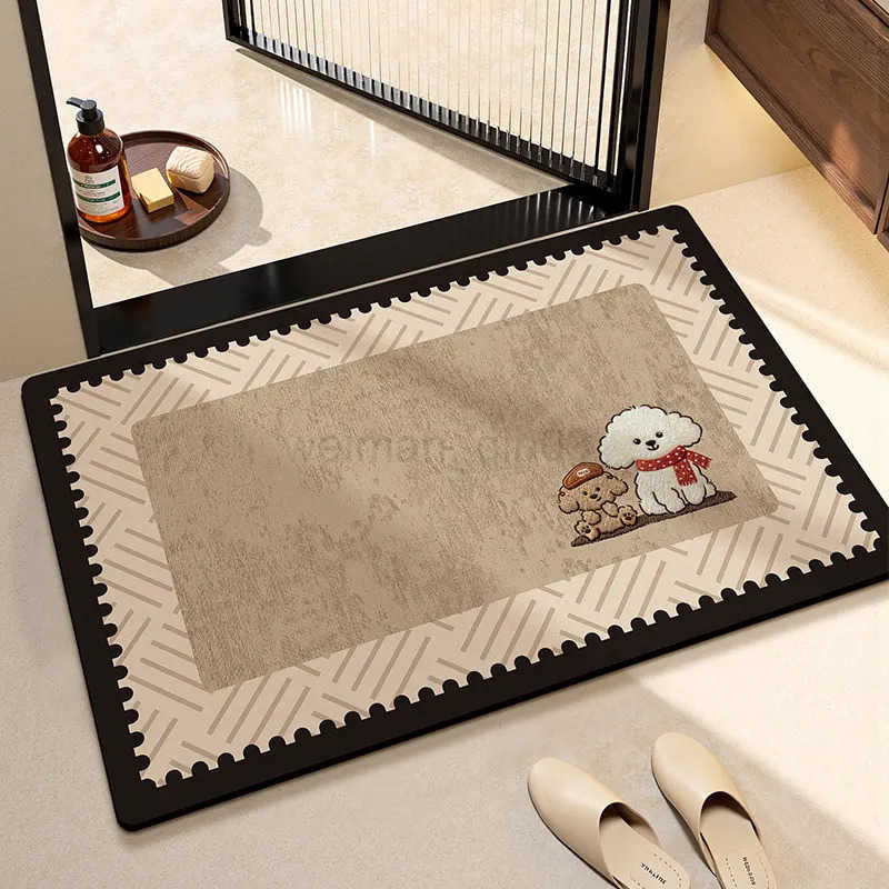 VIKAMA Cartoon High-end Bathroom Floor Mat Water Absorbing Sink Toilet Door Anti Slip and Dirt Resistant Foot Mat Home Decor H260316