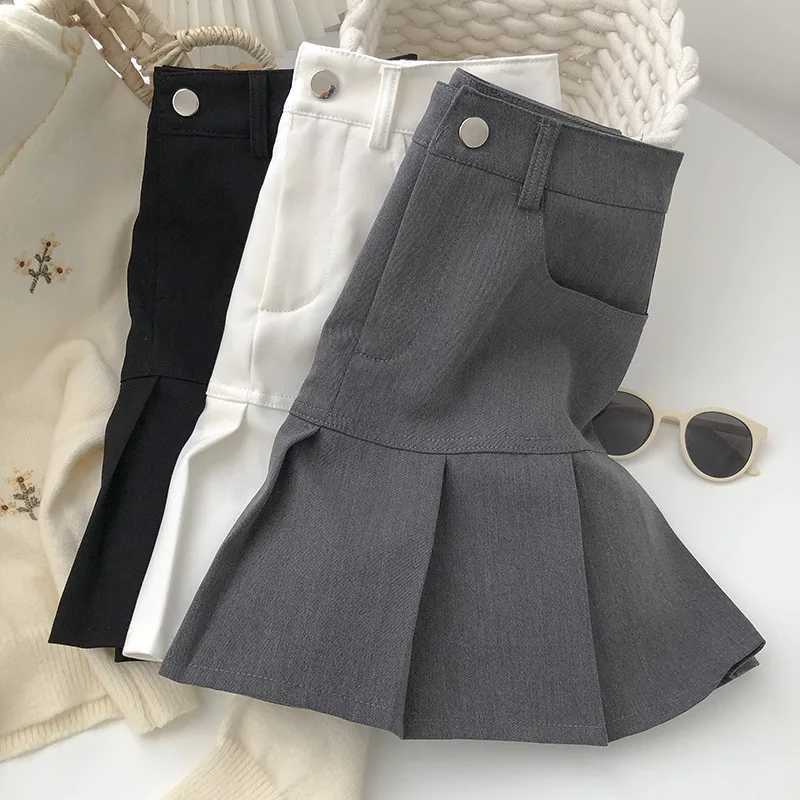 Y2K Vintage High Waist Pleated Skirt Women College Style Uniforms Safety Pants Mini Skirts Woman Korean Street Slim A-Line Skirt M260316
