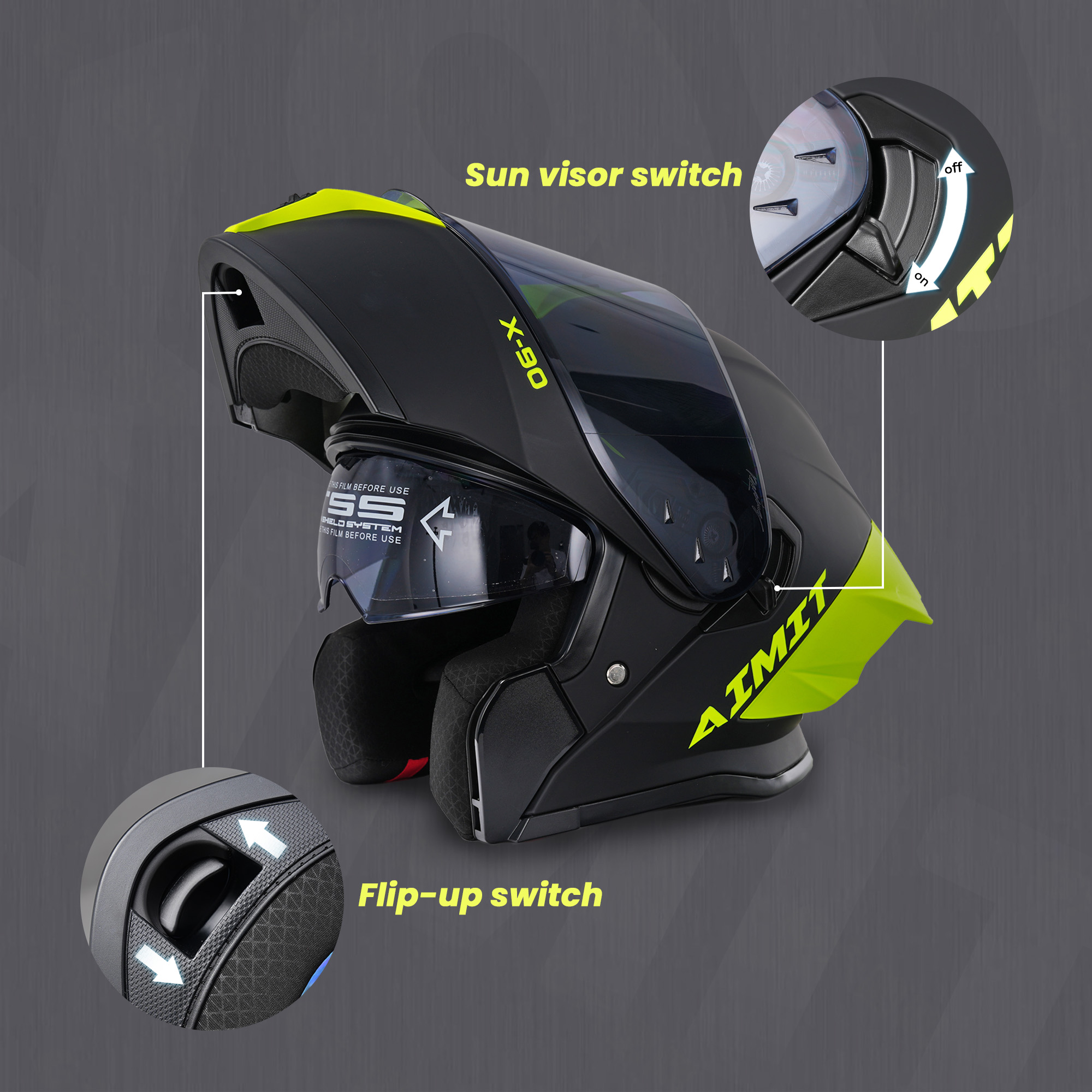 Motorcycle flip-up helmet with DOT certification. multiple ventilation holes. breathable and comfortable hot-sale products