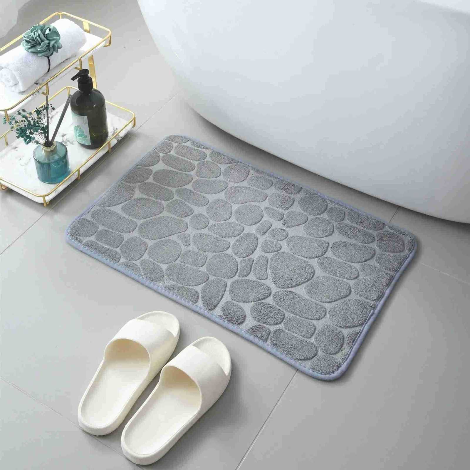 Cobblestone embossed door mat non-slip absorbent bath mat Floor decoration mat Shower room bath mat coral wool sponge mat H260316