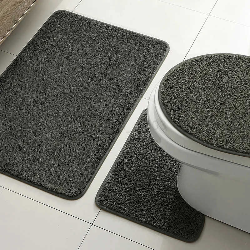 Bathroom carpet 3-piece set soft absorbent non-slip microfiber toilet mat U-shaped foot pad H260316
