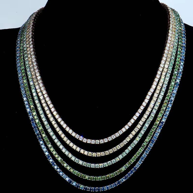 Wholesale 925 Sterling Silver 4mm Black Moissanite Tennis Chain Hip Hop Style Necklace for Men Women Wholesale Jewelry for Men