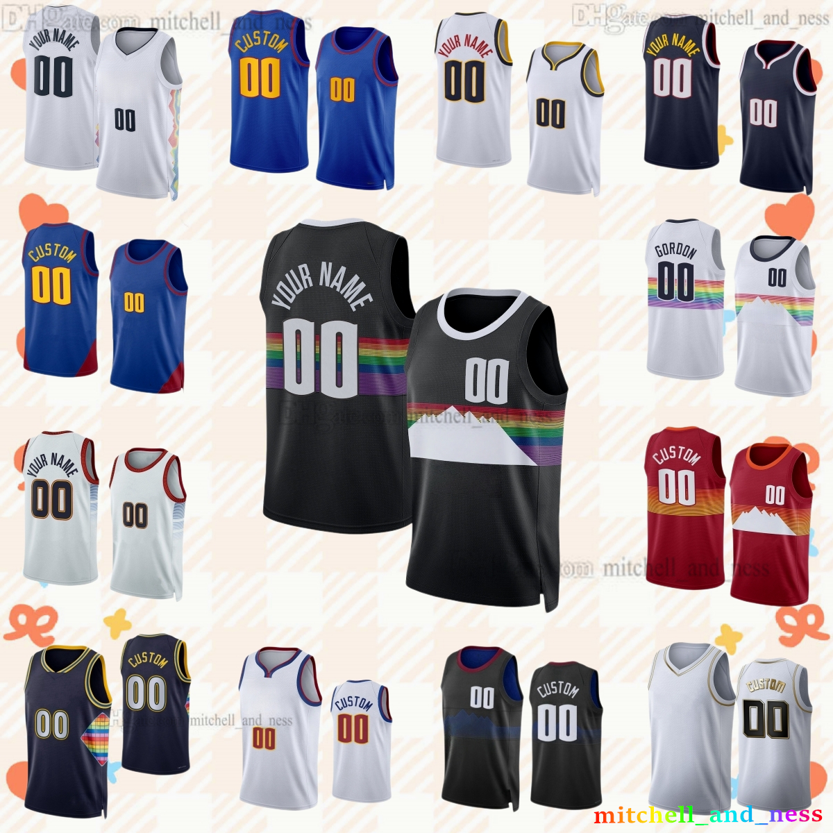 Custom New City 15 Nikola Jokic Printed Basketball Jersey 27 Jamal Murray 32 Aaron Gordon 0 Christian Braun 8 Peyton Watson 10 Tim Hardaway 23 Johnson Jerseys Shorts