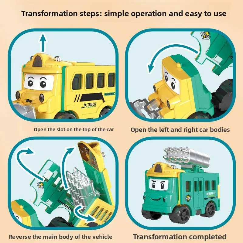 Multifunctional two-in-one cartoon toy car flip deformation reverse car construction car inertia car model boy Y260316