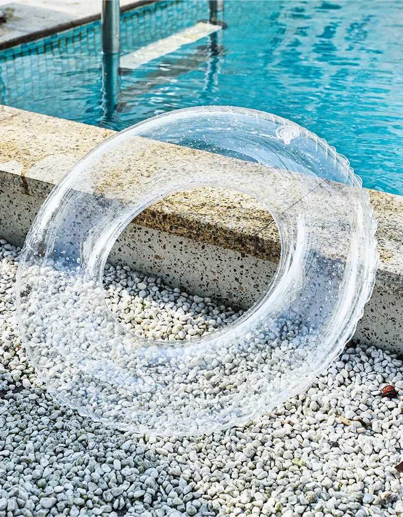 Clear Swimming Ring Adult Kids Thickened Silver Sequin Circle Armpit Circle Unisex Float Blister Ring M260316
