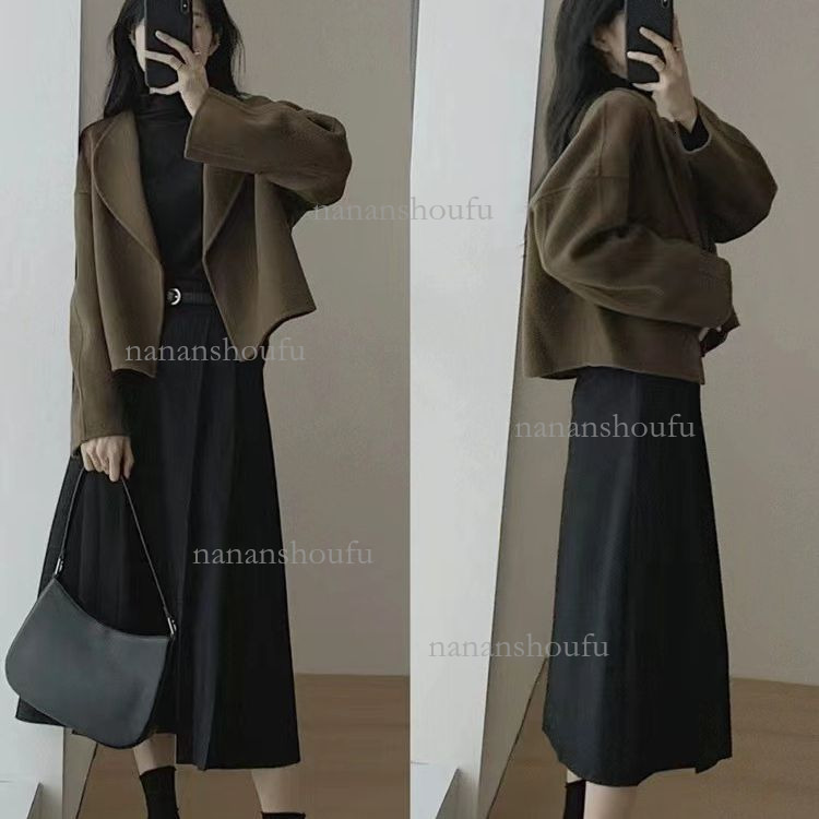 2026 Luxury Double Sided Cashmere Designer Jacket Hepburn Style Fashionable Short Thickened Wool Coat Autumn/winter Trendy Essential Women's Smal