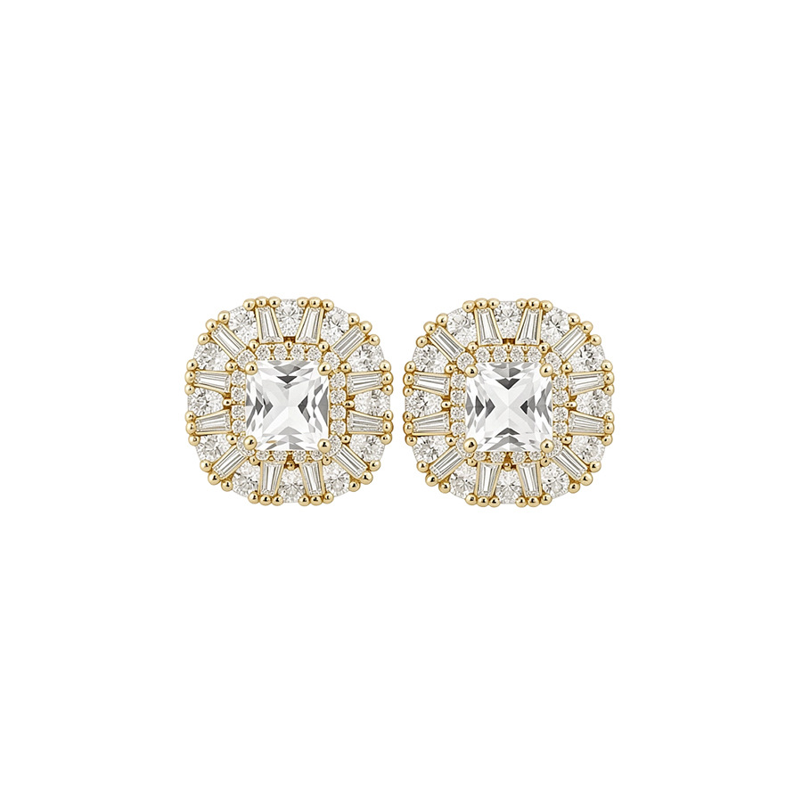 S925 Silver French Minimalist High-End Versatile 18k Gold Inlaid with Large Zirconia Earrings for Women Wholesale - view 9