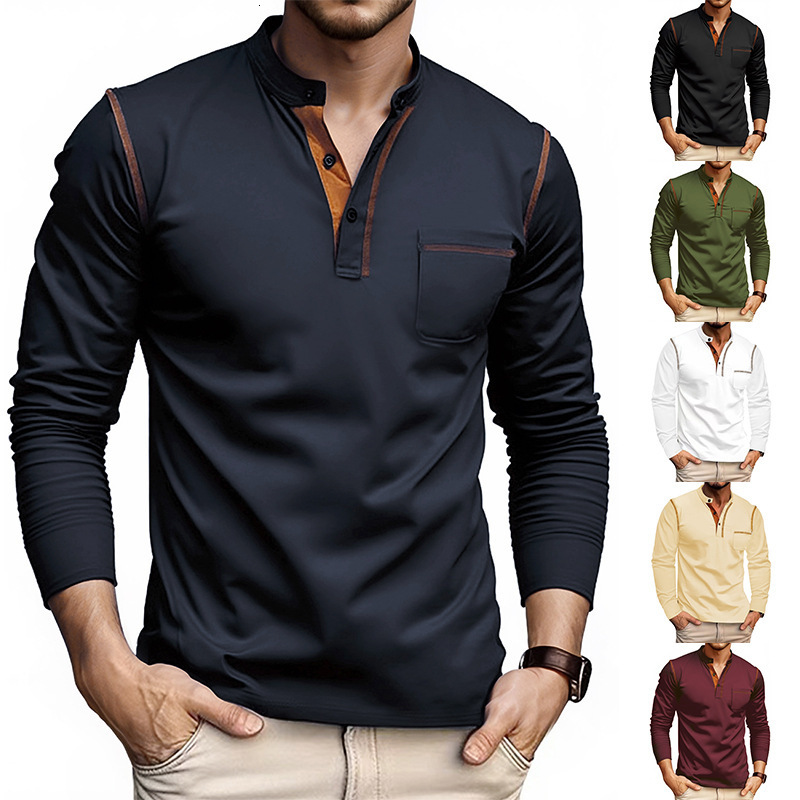 European And American Loose Designer Hoodie Men's Standcollar Polo Shirt Longsleeve Swea Base Polo Layer Designer T-shirt Top Business Casual