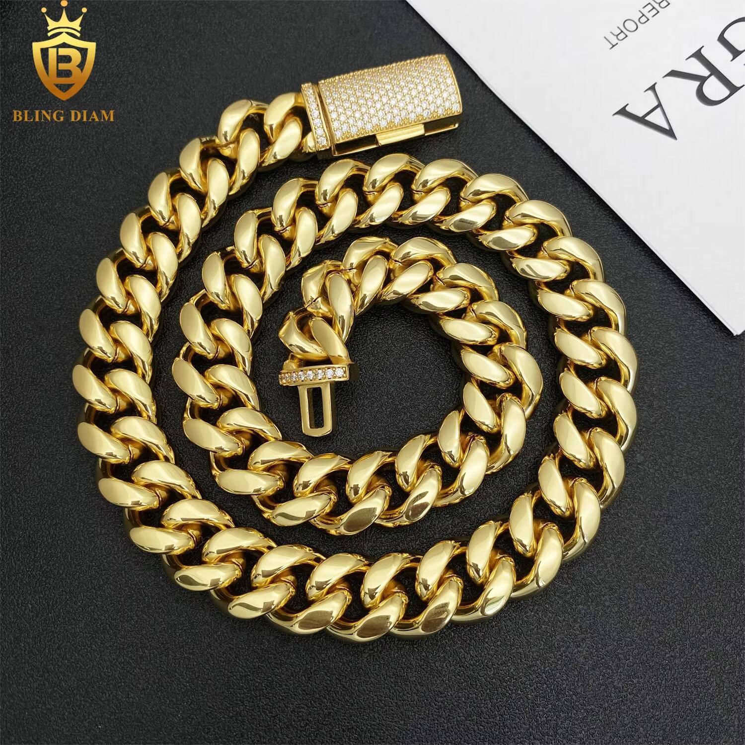 14mm Hip Hop Jewelry Cuban Link Chain 925 Sterling Silver Vvs Moissanite Iced Out Stainless Steel