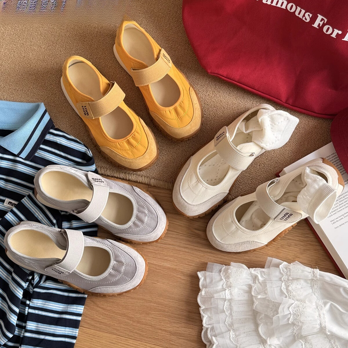 Genuine Leather Training Mary Jane Agan Single Women 2025 Summer New Style Hidden Wedge Velcro Shallow Mouth Canvas Shoes ddmythur