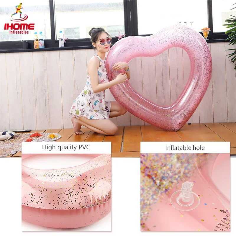 90/120cm Gaint Heart Swimming Ring InflatabLE Float CircLE for Adult Child Swim Ring Summer Party Water Toys DropshipPING M260316