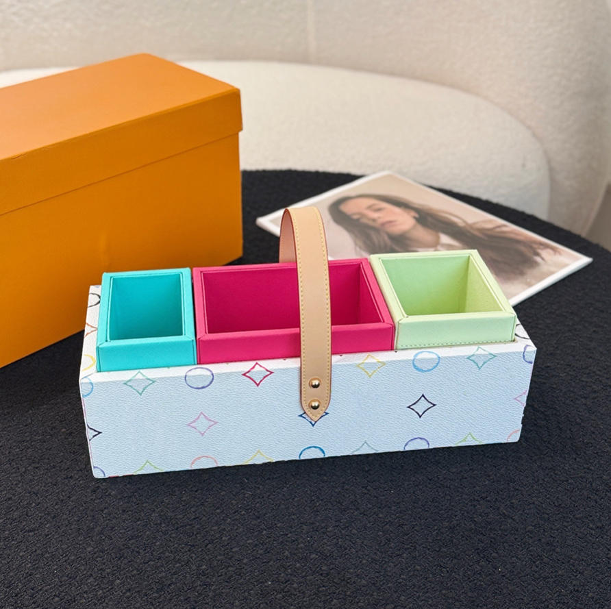 Designer Jewelry Tray Jewelry Box Fashion Watch Box Classic Key Stationery Jewelry And Other Small Items Dyed Leather Handle Set Box Jewelry Packaging