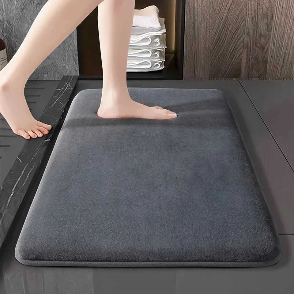 Thickened solid color bathroom mat absorbent toilet floor mat entrance home non-slip foot mat kitchen door mat H260316
