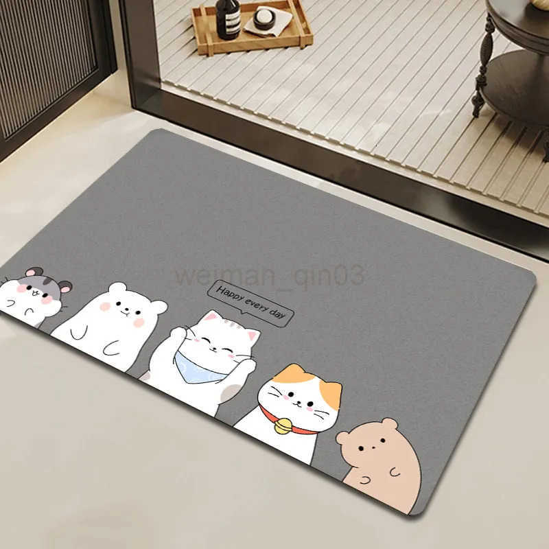 VIKAMA Simple and Cute Bathroom Floor Mat Water Absorbing and Anti Slip Toilet Entrance Quick Drying Bathroom Carpet H260316