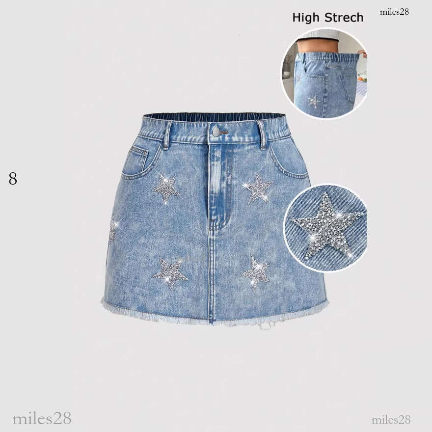 Dress sandro dress Ziyanyan Cross-Border European and American Women's Custom Clothing Shein Best-Selling Denim Skirt with Star Rhinestones and S