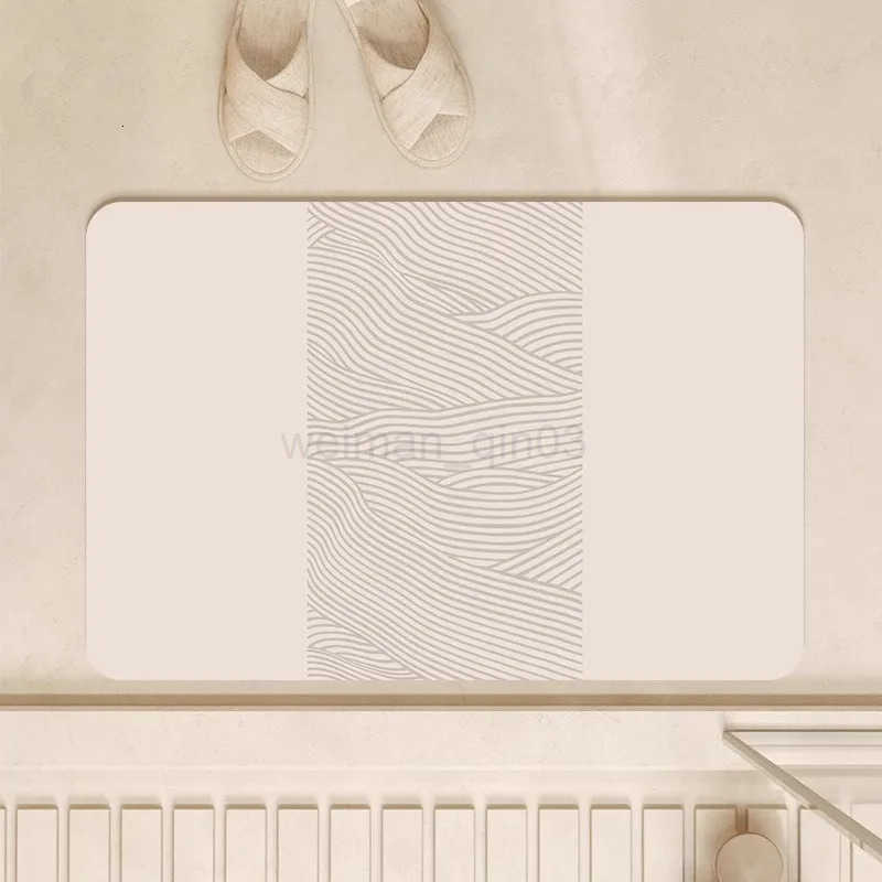 Minimalist Geometric Stripes Diatom Mud Absorbent Bathroom Non-Slip Area Bath Rug Home Decor Area Rugs Toilet Entrance Mat H260316