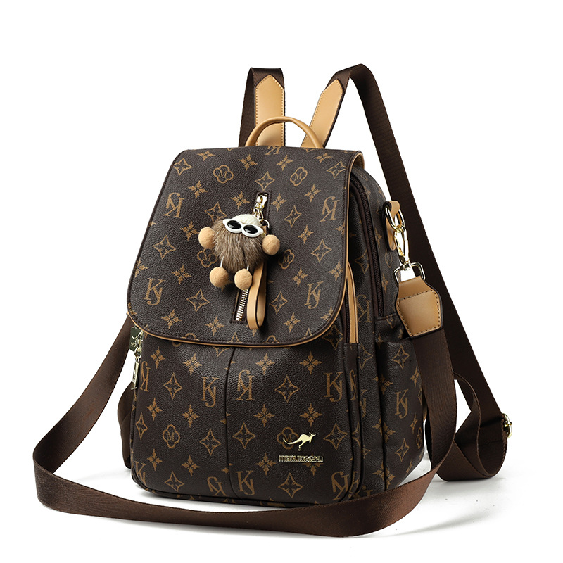 Designer Backpack Womens Autumn/Winter New 2026 Double Shoulder Bag - Soft Leather Vintage Pattern Minimalist Fashion Travel Backpack Spacious Casual 