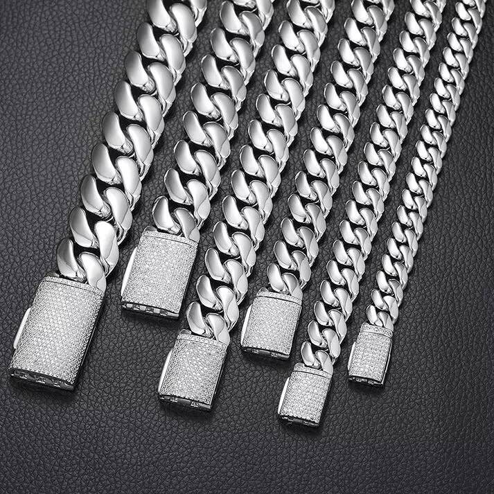 High Quality Gold Plated Moissanite Minimalist 10mm 12mm 14mm 925 Sterling Silver Hip Hop Cuban Link Party Bracelet